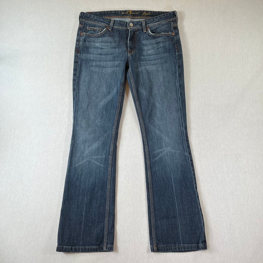 Vintage 7 For All Mankind Flynt Bootcut Jeans 30 Dark Wash 29.5" Ins Made in USA